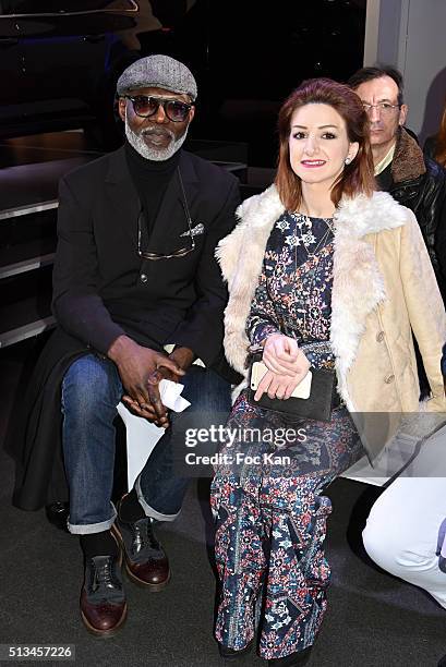 Eriq Ebouaney and Marine Miquel attend the Christophe Guillarme show as part of the Paris Fashion Week Womenswear Fall/Winter 2016/2017 on March 2,...