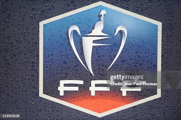 Illustration Logo on the French Football Federation before the French Cup game between Saint Etienne V Paris Saint Germain at Stade Geoffroy-Guichard...