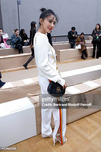 Actress Gao Yuanyuan attends the Chloe show as part of the Paris Fashion Week Womenswear Fall/Winter 2016/2017. Held at Grand Palais on March 3, 2016...