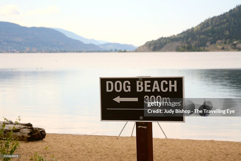 Dog beach sign on Okanagan Lake