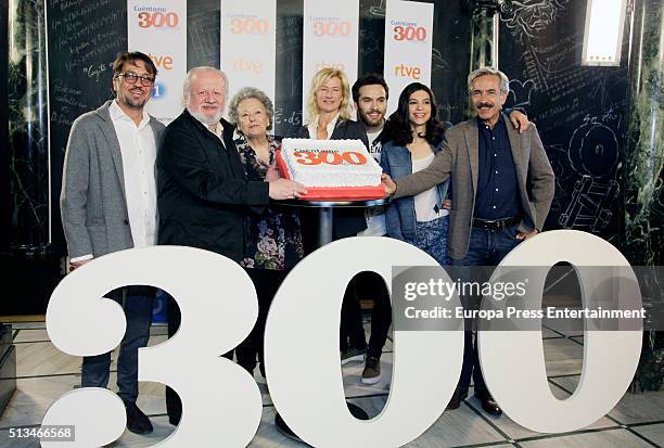 Juan Echanove, Maria Galiana, Ana Duato, Ricardo Gomez, Irene Visedo and Imanol Arias celebrate 'Cuentame Como Paso' 300 Episodes on March 2, 2016 in...