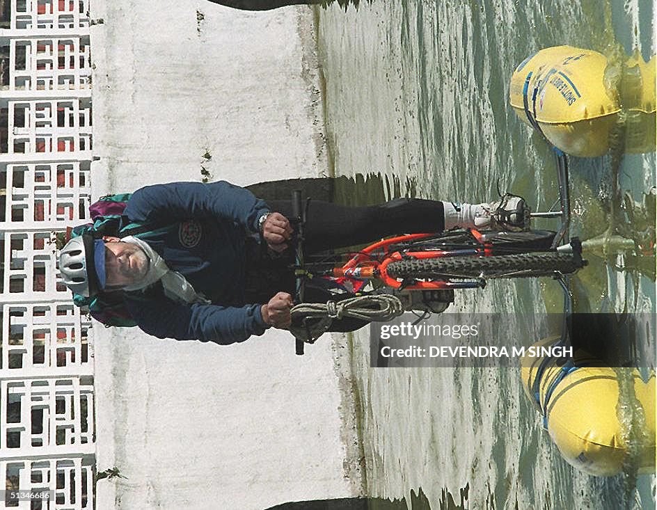 Italian cyclist Marco Banchelli demonstrates a "wa