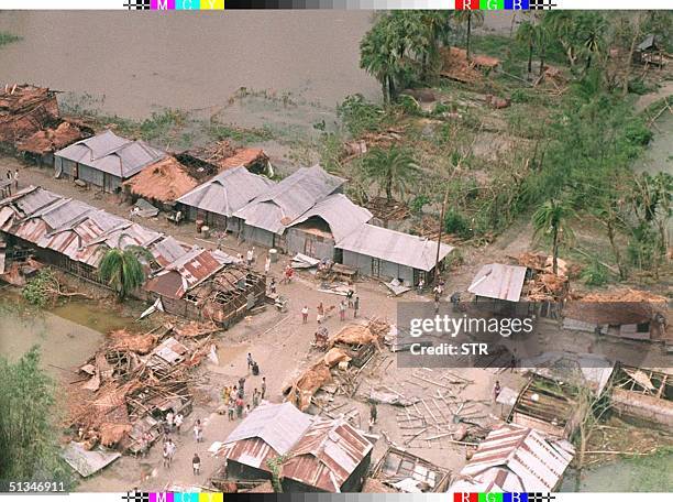 Photo taken 30 April 1991 shows part of the city of Chittagong after it was flooded following the worst cyclone to hit the nation in over 20 years. A...