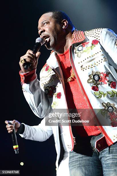 Rapper Busta Rhymes performs onstage at The Forum on February 28, 2016 in Inglewood, California.