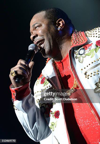 Rapper Busta Rhymes performs onstage at The Forum on February 28, 2016 in Inglewood, California.