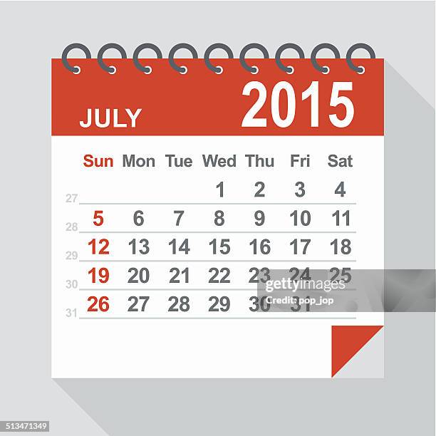 july 2015 calendar - illustration - thursday calendar stock illustrations