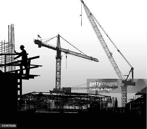 building the foundations - rebar construction stock illustrations