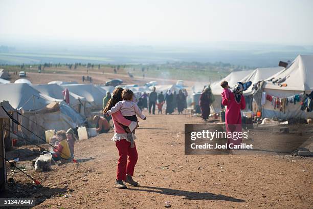 syrian internally displaced persons - refugee camp tents stock pictures, royalty-free photos & images