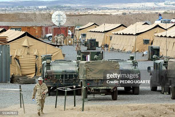 Marine walks in Camp Lemonier, the US military base in Djibouti, 17 December 2002. The military base is taking part in the fight against terrorism in...