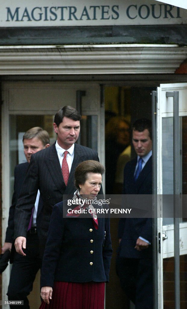 Princess Anne (C),her husband Commander Tim Lawren