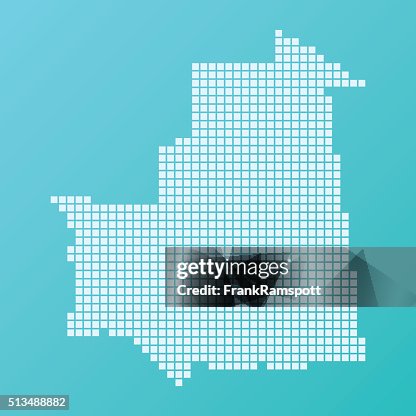 Mauritania Map Basic Square Pattern Turquoise Mauritania Map Basic Square Pattern Turquoise