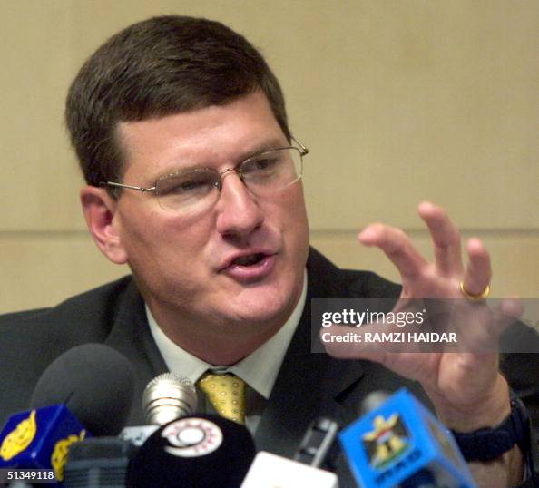 Col. Scott Ritter Former UNSCOM Chief Scott Ritter gestures as he delivers a speech at ...