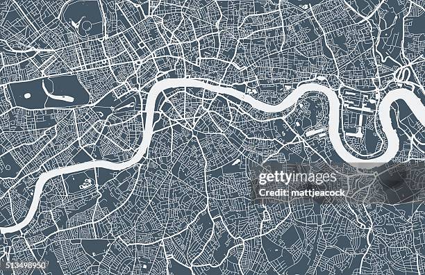 stockillustraties, clipart, cartoons en iconen met london city map - thames river