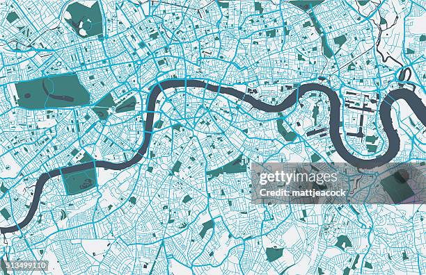 london city map - thames river stock illustrations