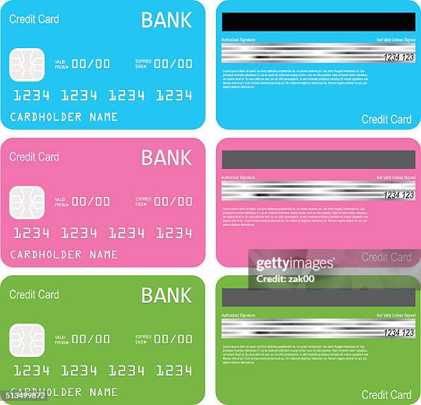 credit card - front and back of credit card stock illustrations