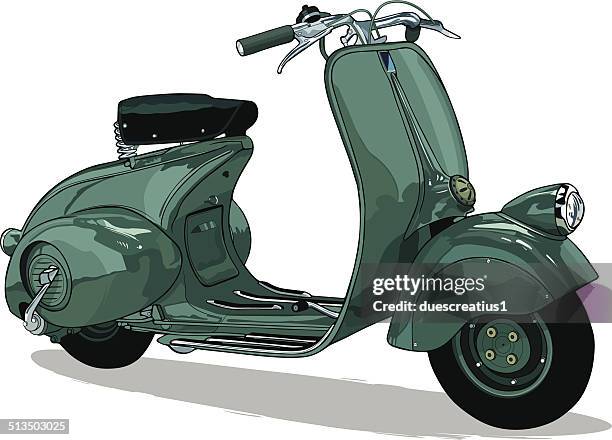 illustrazioni stock, clip art, cartoni animati e icone di tendenza di italiano scooter vintage - moped