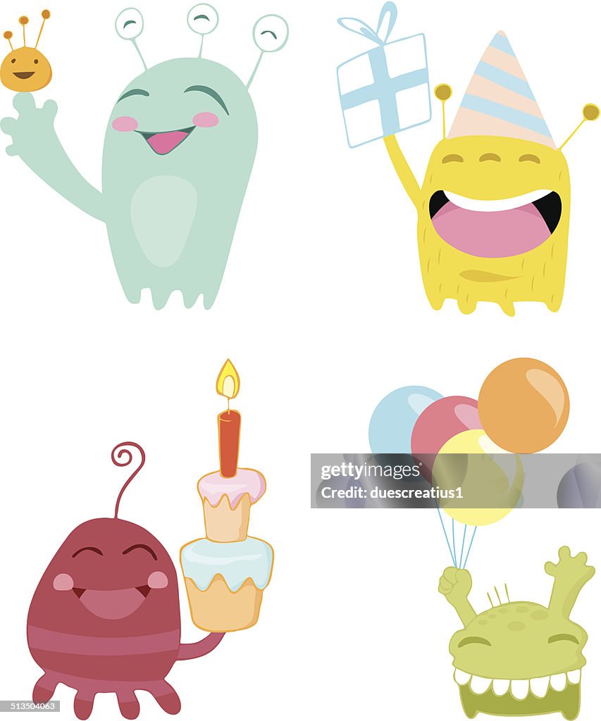 Birthday funny monsters set