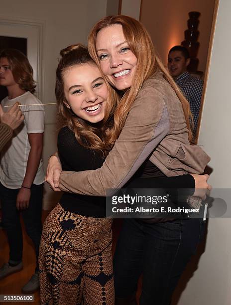 Actors Caitlin Carmichael and Lori Lively attend the premiere party of Disney XD's "Lab Rats: Elite Force" on March 2, 2016 in Los Angeles,...
