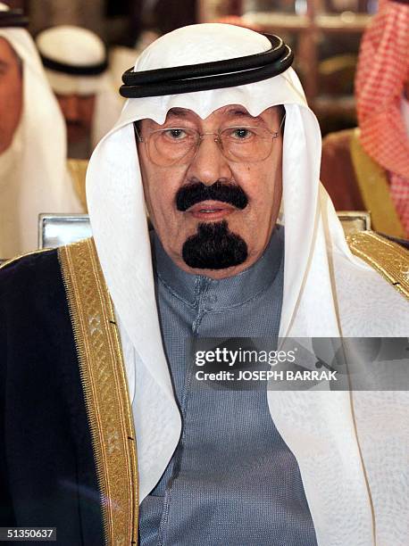 Saudi Crown Prince Abdullah bin Abdul Aziz attends the closing session of the Arab League summit in Beirut 28 March 2002. The Arab summit ended here...