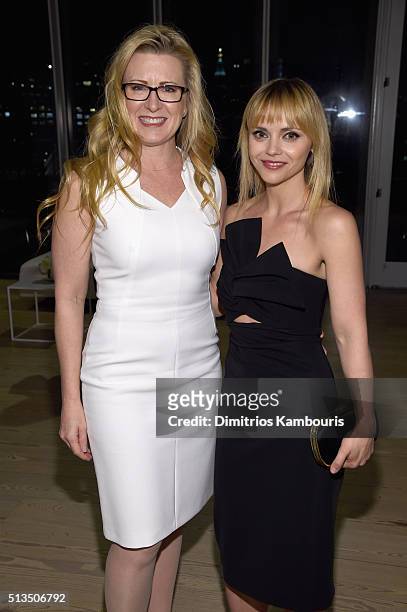 Vice President and Chief Communications Officer for Audi Jeri Ward and actress Christina Ricci attend the Audi Sound Lab Experience at the Whitney...