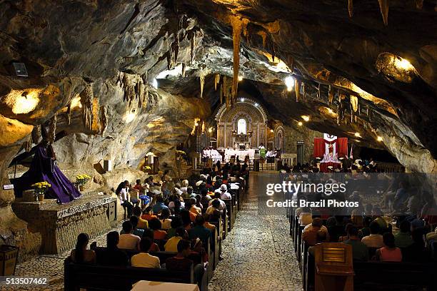 Santuario do Bom Jesus da Lapa , a chapel inside Gruta do Bom Jesus , pilgrimage to Bom Jesus da Lapa, Bahia State, northeast Brazil - the city is...