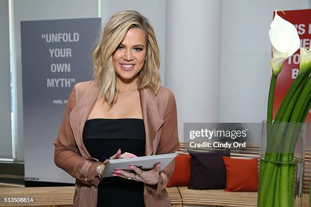 Khloe Kardashian attends Allergan KYBELLA event at IAC Building on March 3, 2016 in New York City.