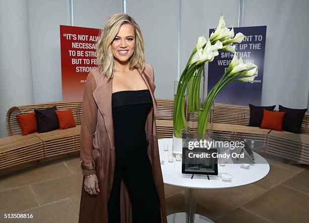 Khloe Kardashian attends Allergan KYBELLA event at IAC Building on March 3, 2016 in New York City.