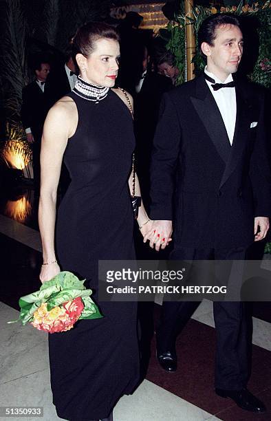 Princess Stephanie of Monaco and her husband Daniel Ducruet arrive 30 March 1996 for the 35th Rose Ball in Monte-Carlo. AFP PHOTO PATRICK HERTZOG
