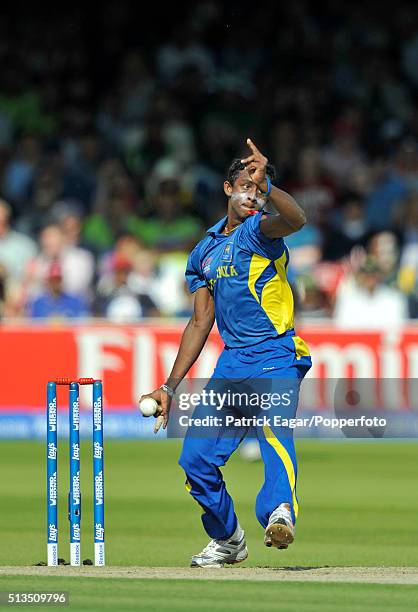 Ajantha Mendis of Sri Lanka bowling during the ICC World Twenty20 Final between Pakistan and Sri Lanka at Lord's, London, 21st June 2009. Pakistan...
