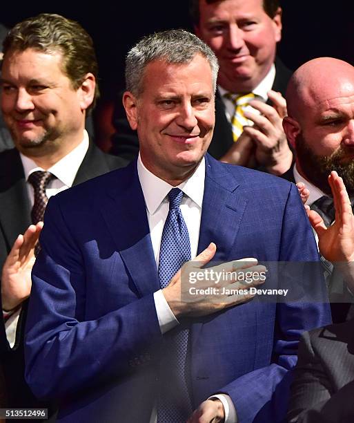 Mayor Bill de Blasio attends Hillary Clinton's Post-Super Tuesday Rally at The Jacob K. Javits Convention Center on March 2, 2016 in New York City.