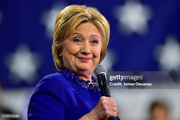 Hillary Clinton speaks at Post-Super Tuesday Rally at The Jacob K. Javits Convention Center on March 2, 2016 in New York City.