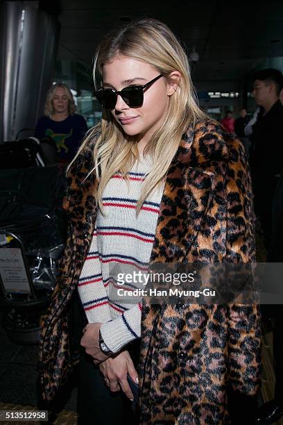 Chloe Moretz is seen upon arrival at Incheon International Airport on March 3, 2016 in Incheon, South Korea.