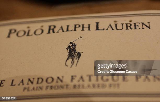 Detail of a label is pictured at the opening of the new Milan Ralph Lauren store at Via Montenapoleone on September 23, 2004 in Milan, Italy.