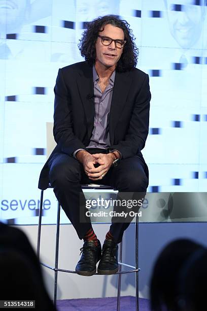 Photographer Peter Hurley speaks onstage at Allergan KYBELLA event at IAC Building on March 3, 2016 in New York City.