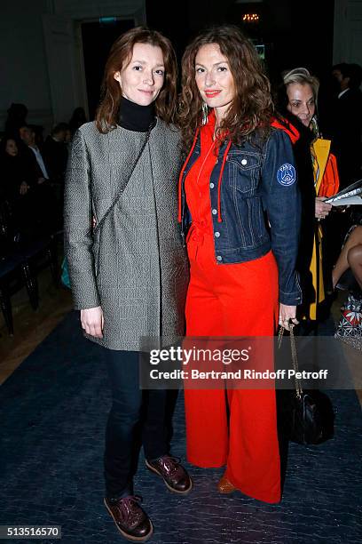 Audrey Marnay and Singer of Musical Group "Les Brigitte", Aurelie Saada attend the Alexis Mabille show as part of the Paris Fashion Week Womenswear...