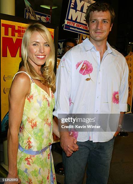 Actor Nathan Fillion and actress Andrea Robinson arrives to the premiere of United Artists' film "The Yes Men" on the opening night of the Silver...