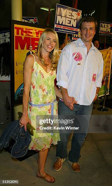 Actor Nathan Fillion and actress Andrea Robinson arrives to the premiere of United Artists' film "The Yes Men" on the opening night of the Silver...