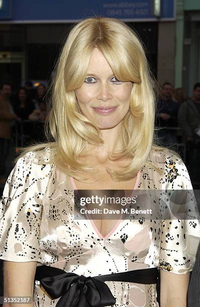 Model Claudia Schiffer arrives at the UK Premiere of "Layer Cake" at The Electric Cinema, Portobello Road on September 23, 2004 in London.