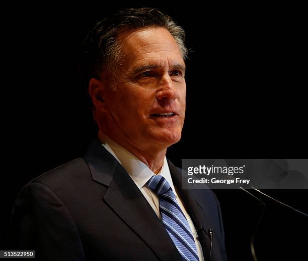 Mitt Romney gives a speech on the state of the Republican party at the Hinckley Institute of Politics on the campus of the University of Utah on...