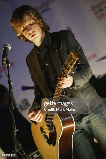 Musician Beck performs at the DVD launch party for "Eternal Sunshine Of The Spotless Mind" at the Offices of Lacuna Inc. September 23, 2004 in Los...
