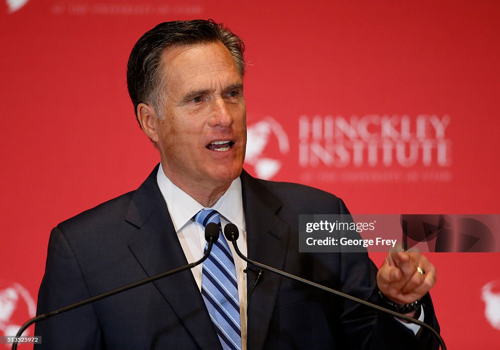 Mitt Romney Delivers Speech On State Of 2016 GOP Presidential Race