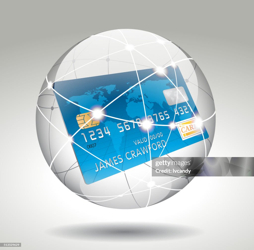 Credit card in glass ball