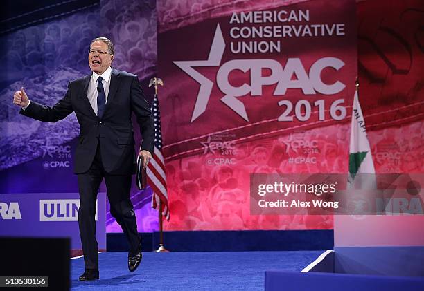 Executive Vice President of the National Rifle Association Wayne LaPierre approaches the podium during the Conservative Political Action Conference...