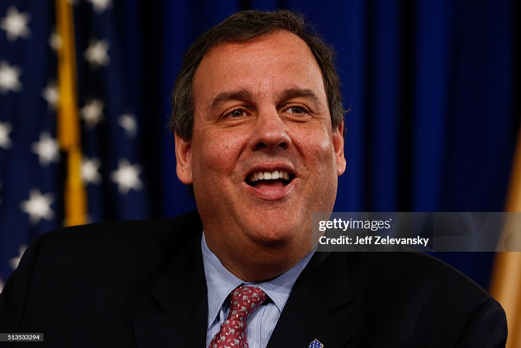 Chris Christie Holds Press Conference On Jobs And The Economy In Trenton