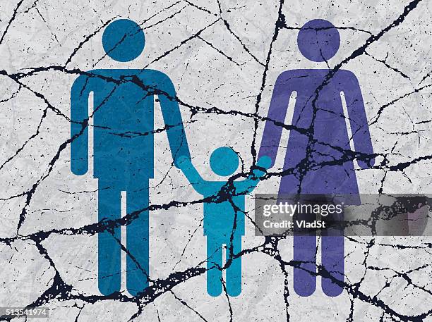 defekt dysfuncional beziehungen scheidung familie vater mutter king-size-bett - divorce stock-grafiken, -clipart, -cartoons und -symbole