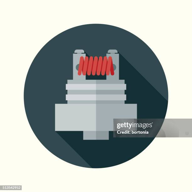 vaping electronic cigarette atomizer coil flat design circular icon - vape coils stock illustrations
