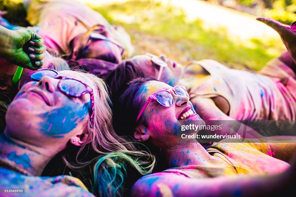 Multiethnic Group Covered In Holi Powder In Park High-Res Stock Photo -  Getty Images