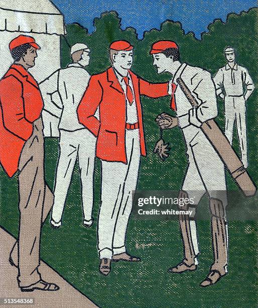 illustration on cloth of a cricket team - cricket player stock illustrations
