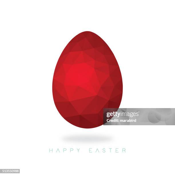 low poly red easter egg on an ice white background - easter eggs stock illustrations