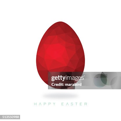 Low poly red Easter egg on an ice white background Low poly red Easter egg on an ice white background